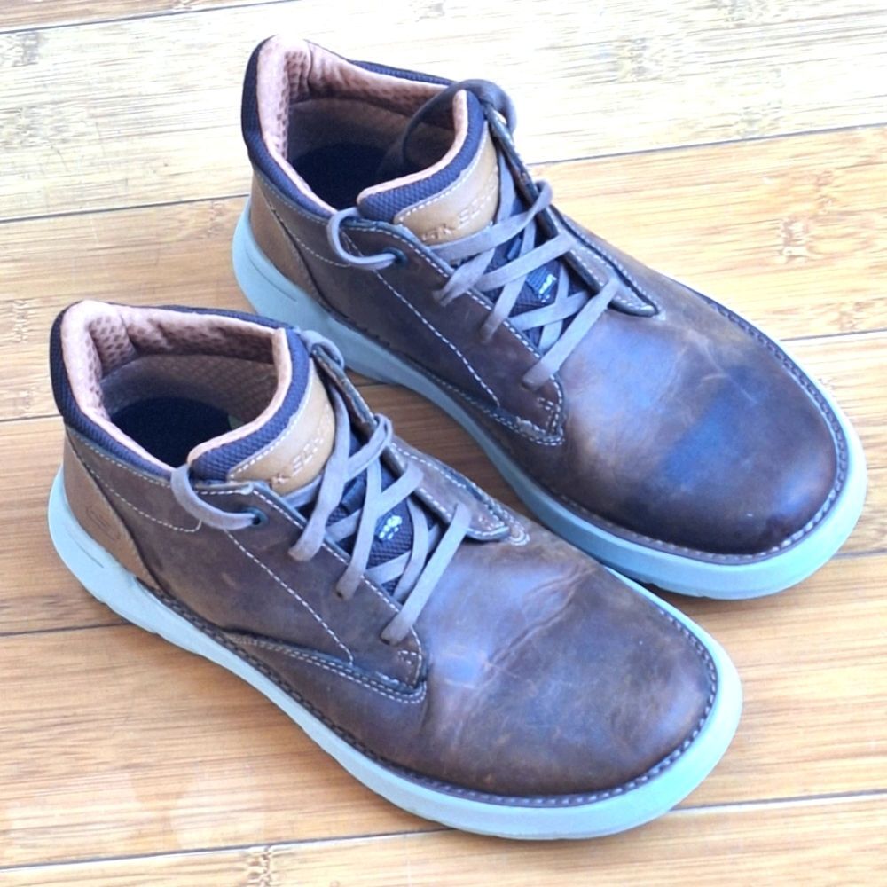 Skechers Streetwear Doveno Molens Chukka LaceUp Boot Lightweight Brown Leather 7
